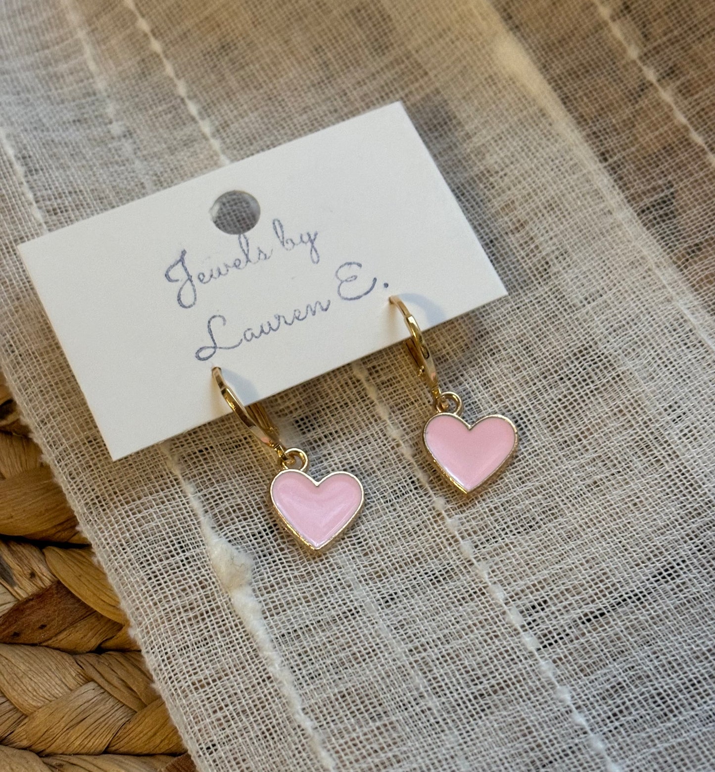 Blush Pink Heart Huggie Hoops