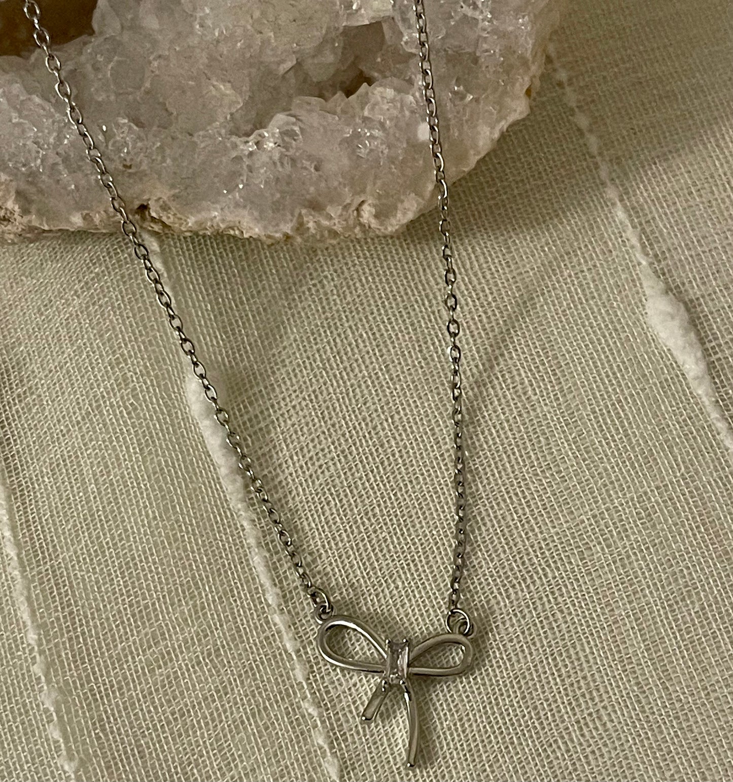 Simple Silver Bow Necklace