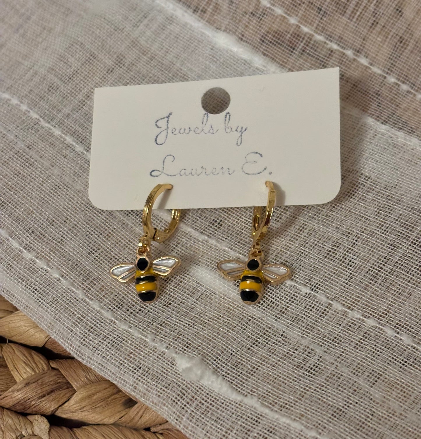 Bee Happy Huggie Hoops