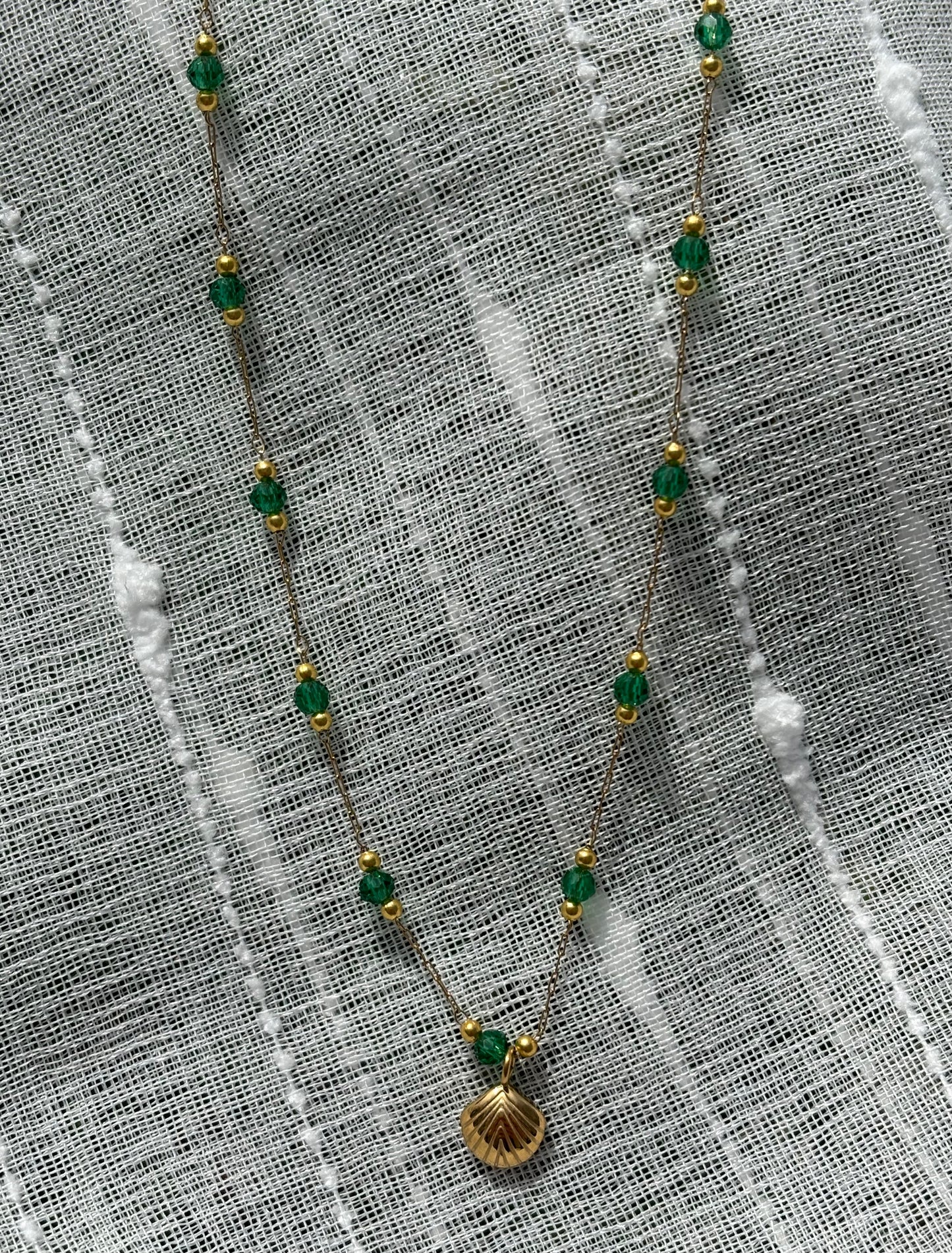 Emerald Beaded Shell Necklace