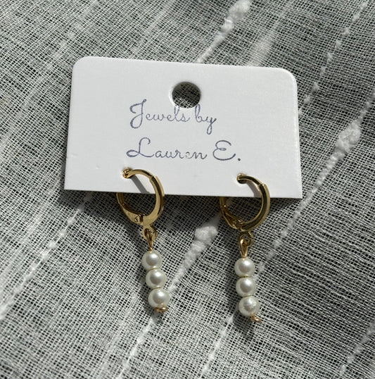 Mini Pearl Stack Huggie Hoops