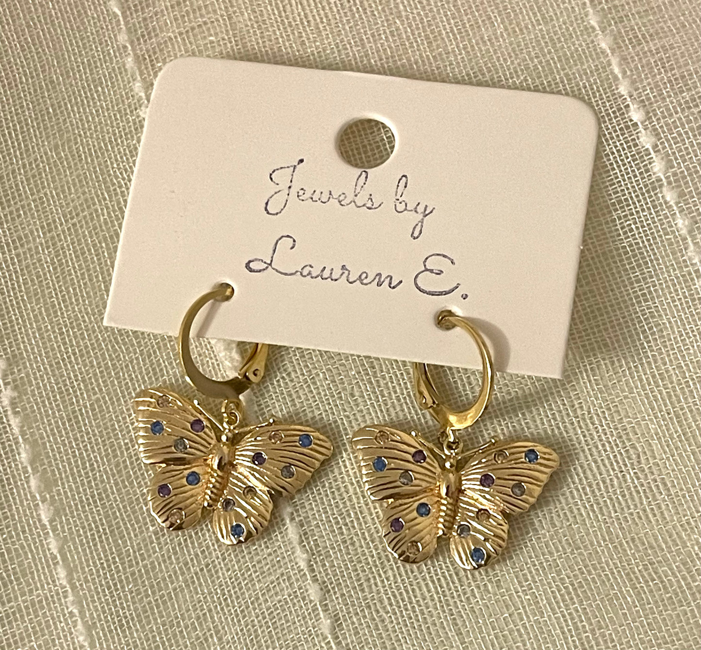 Bejeweled Butterfly Huggie Hoops