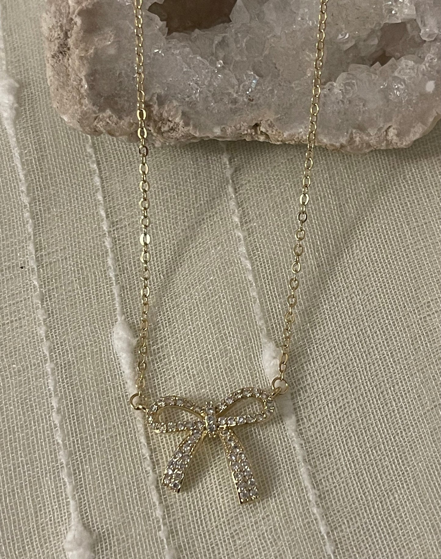 Bejeweled Bow Necklace