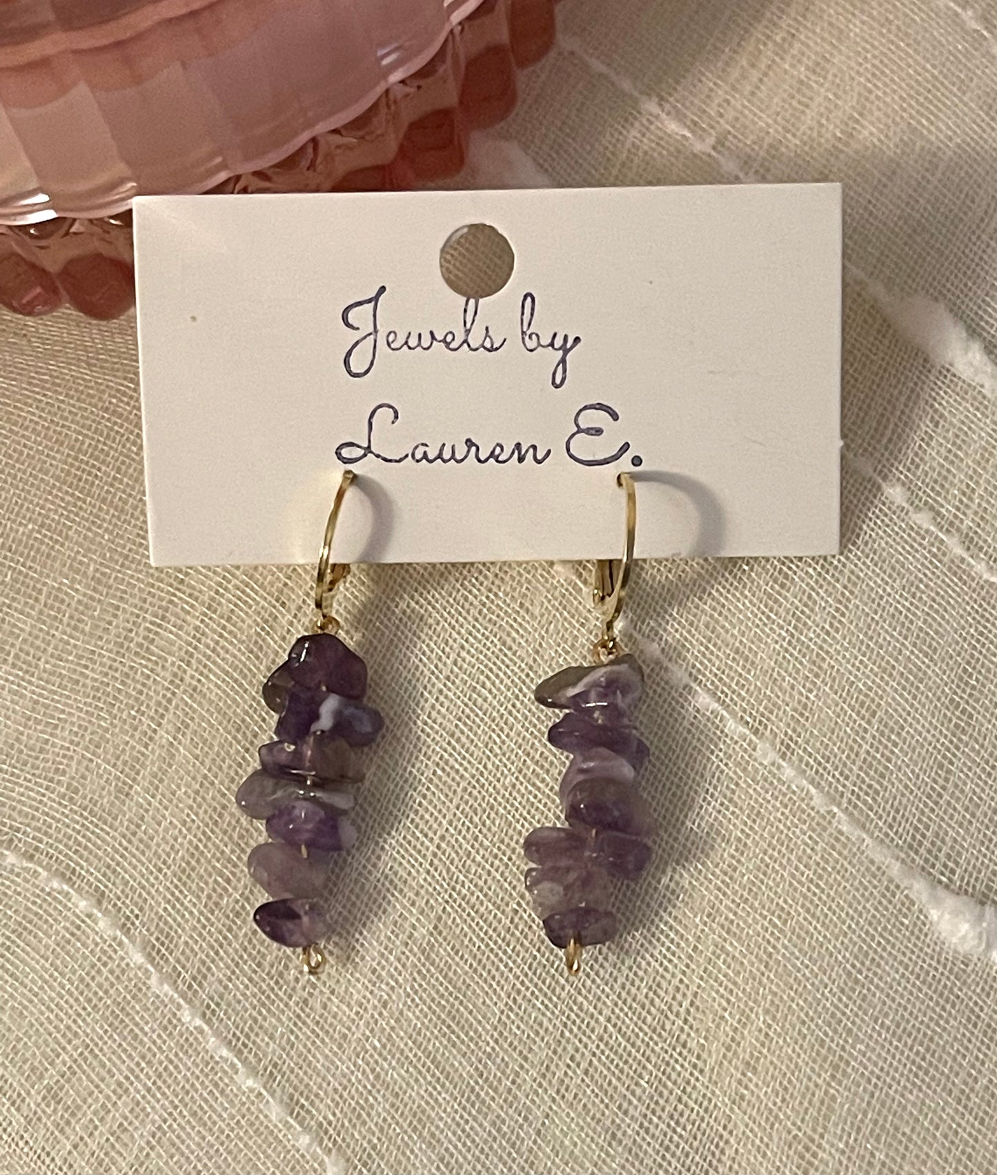 Amethyst Stone Huggie Hoops