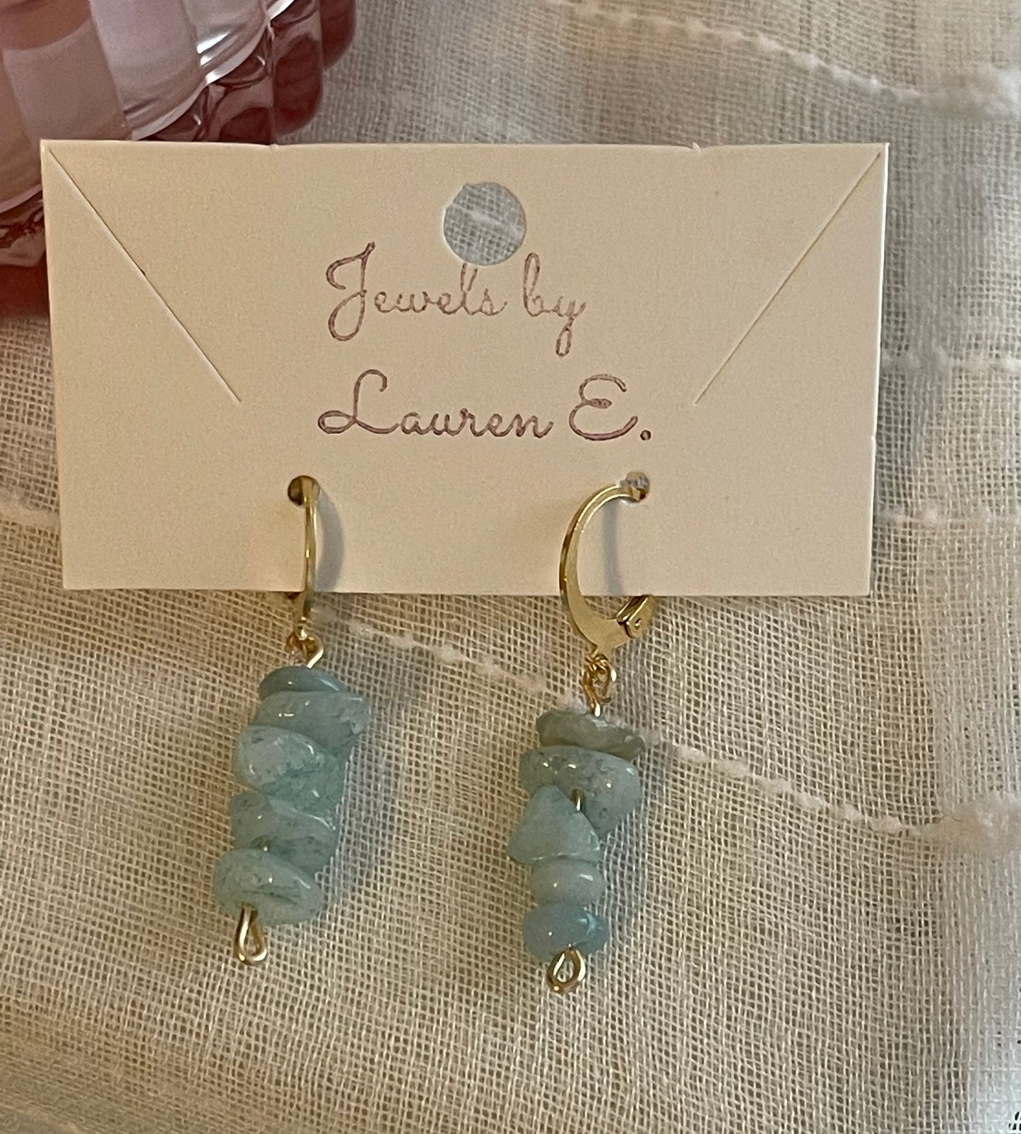 Amazonite Stone Huggie Hoops