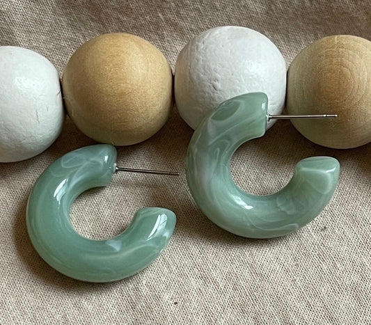 Chunky Jade Hoops