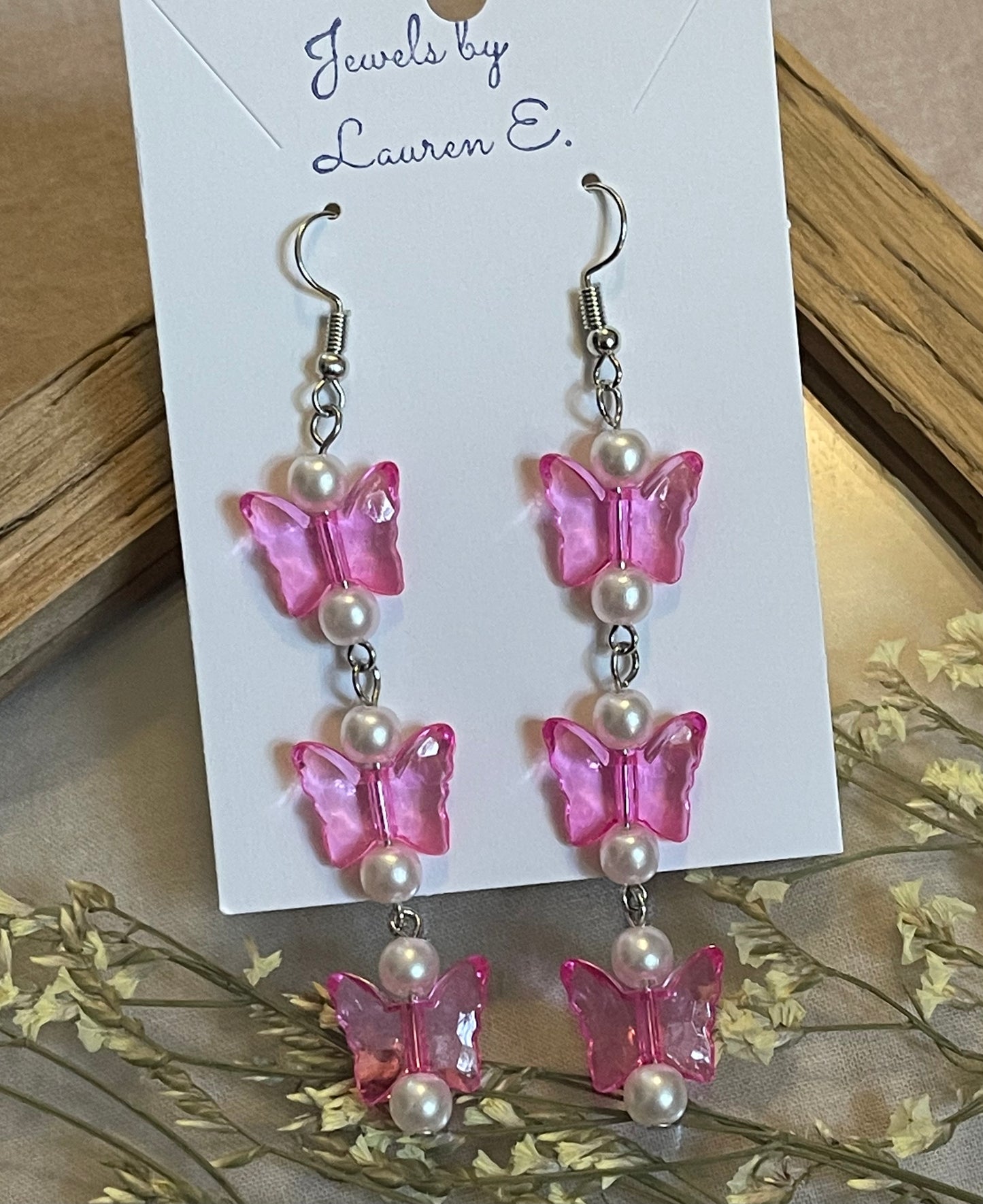 Pink Butterfly Bead Dangles